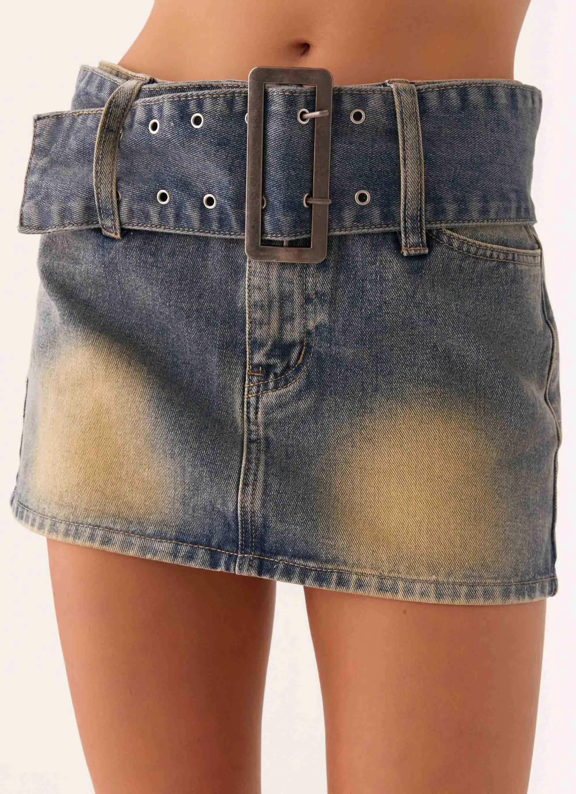 Not Like Us Denim Mini Skirt - Vintage Comfort and style