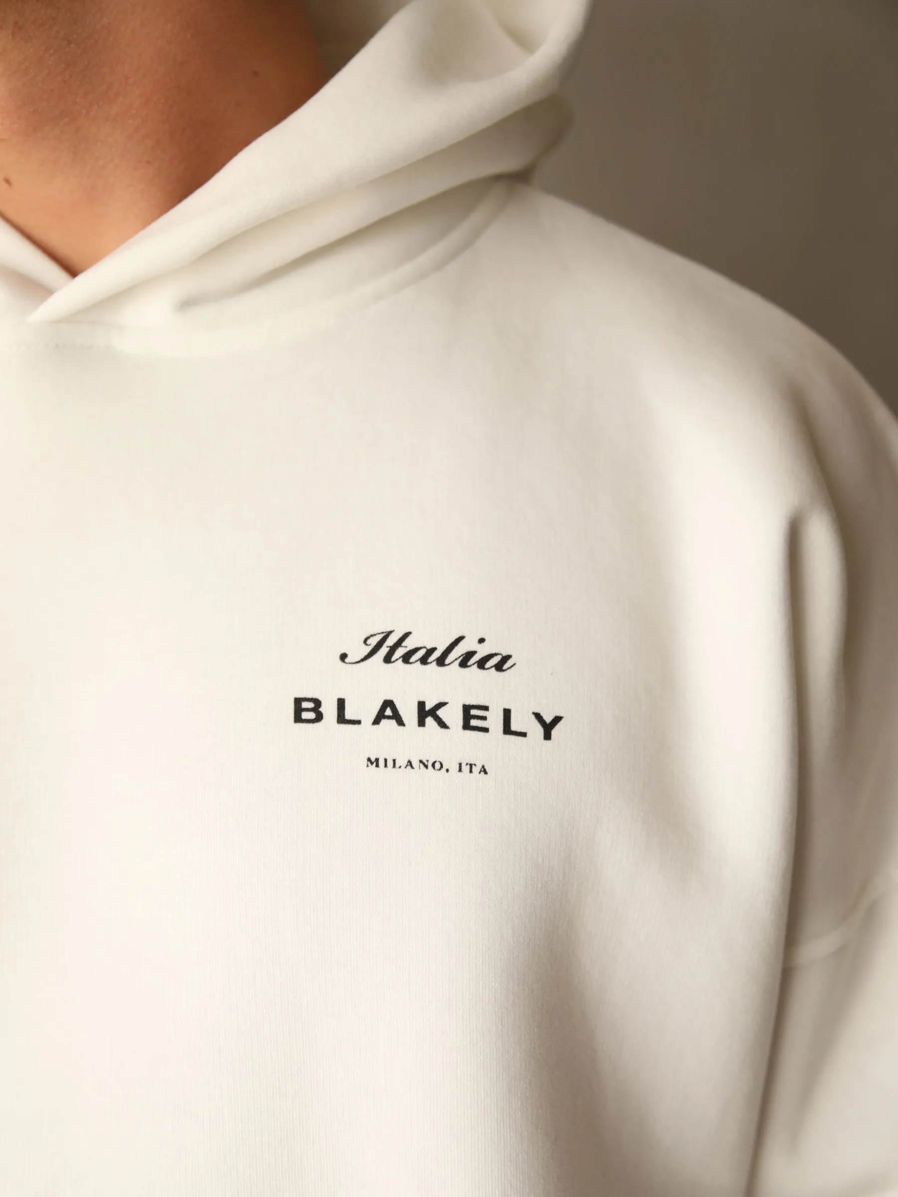 High Quality Cotton Safari Style Italia Relaxed Hoodie - Flat White