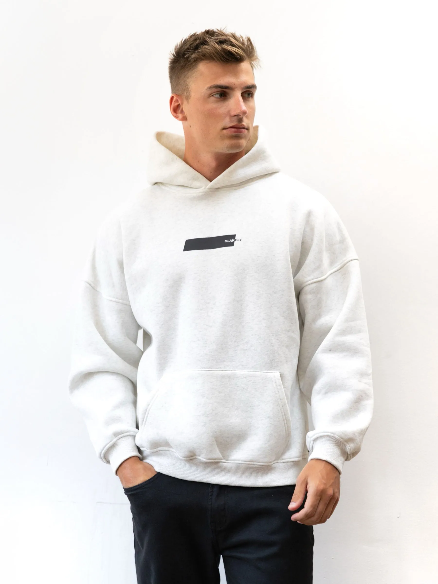 Low Impact Processing Kobe Italic Relaxed Hoodie - Marl White