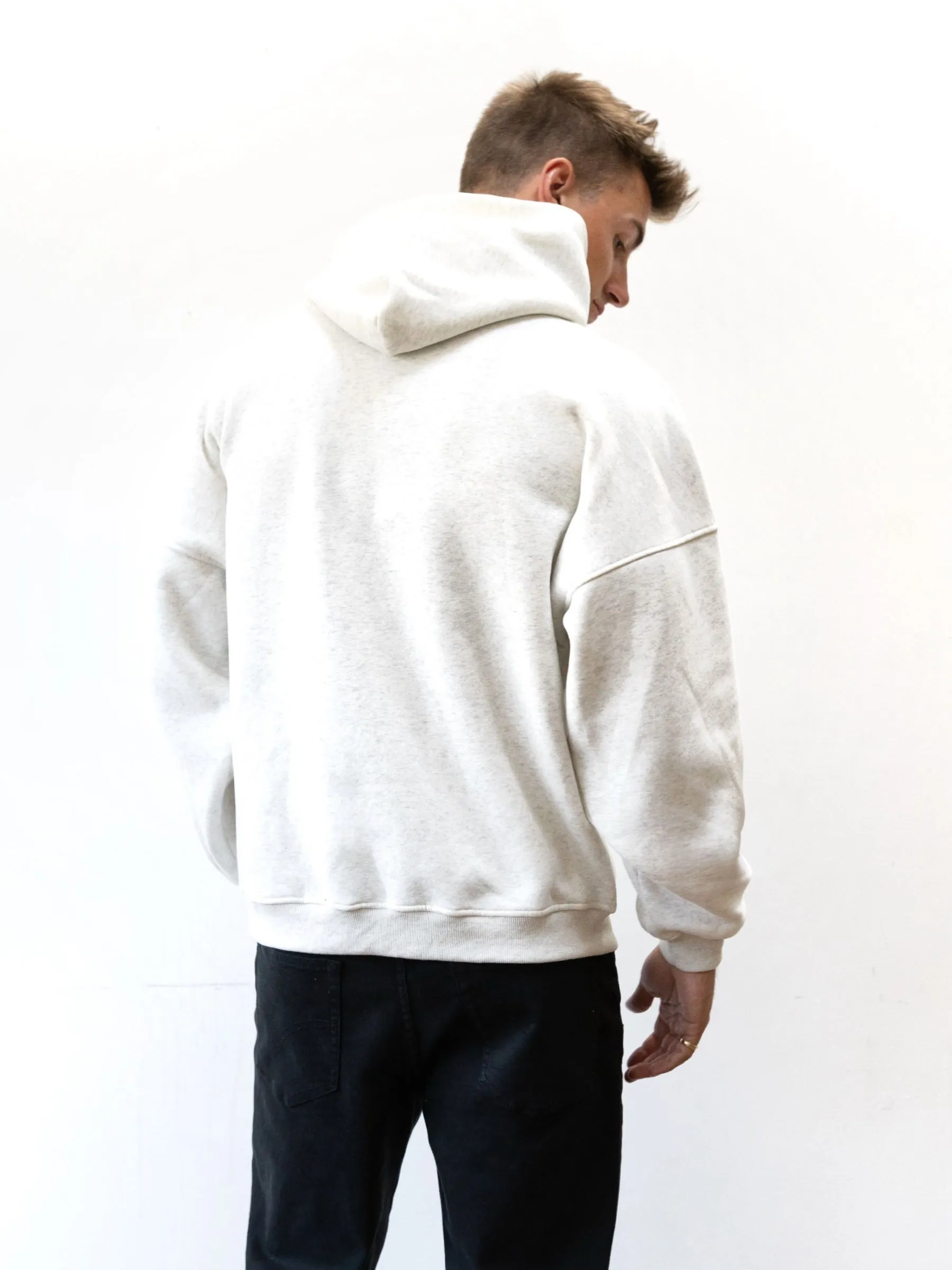 Artistic expression Kobe Italic Relaxed Hoodie - Marl White