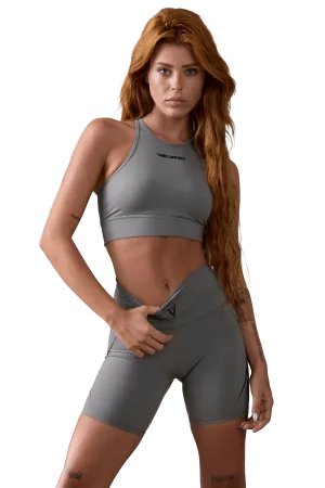 Skinny fit seams Blind stitching seams SPORTS BRA HIGH NECK - Light Gray