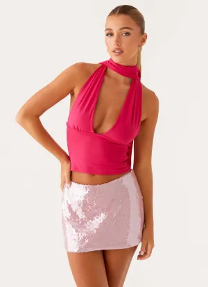 Made For You Low Rise Sequin Mini Skirt - Pink Everyday-Comfort Flattering Style Fit
