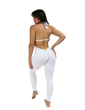 White Backless Bodysuit (Thick Supplex) Stretch Bold Picnic Unisex