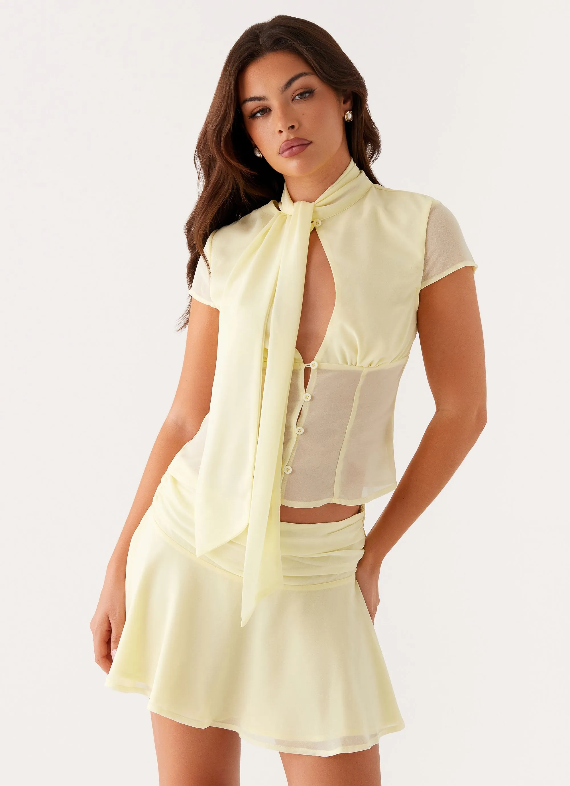 Colby Mini Skirt - Lemon Anytime Wear