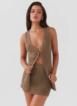 Capri Glow Knit Skirt - Khaki Bold Structure Functional Comfort