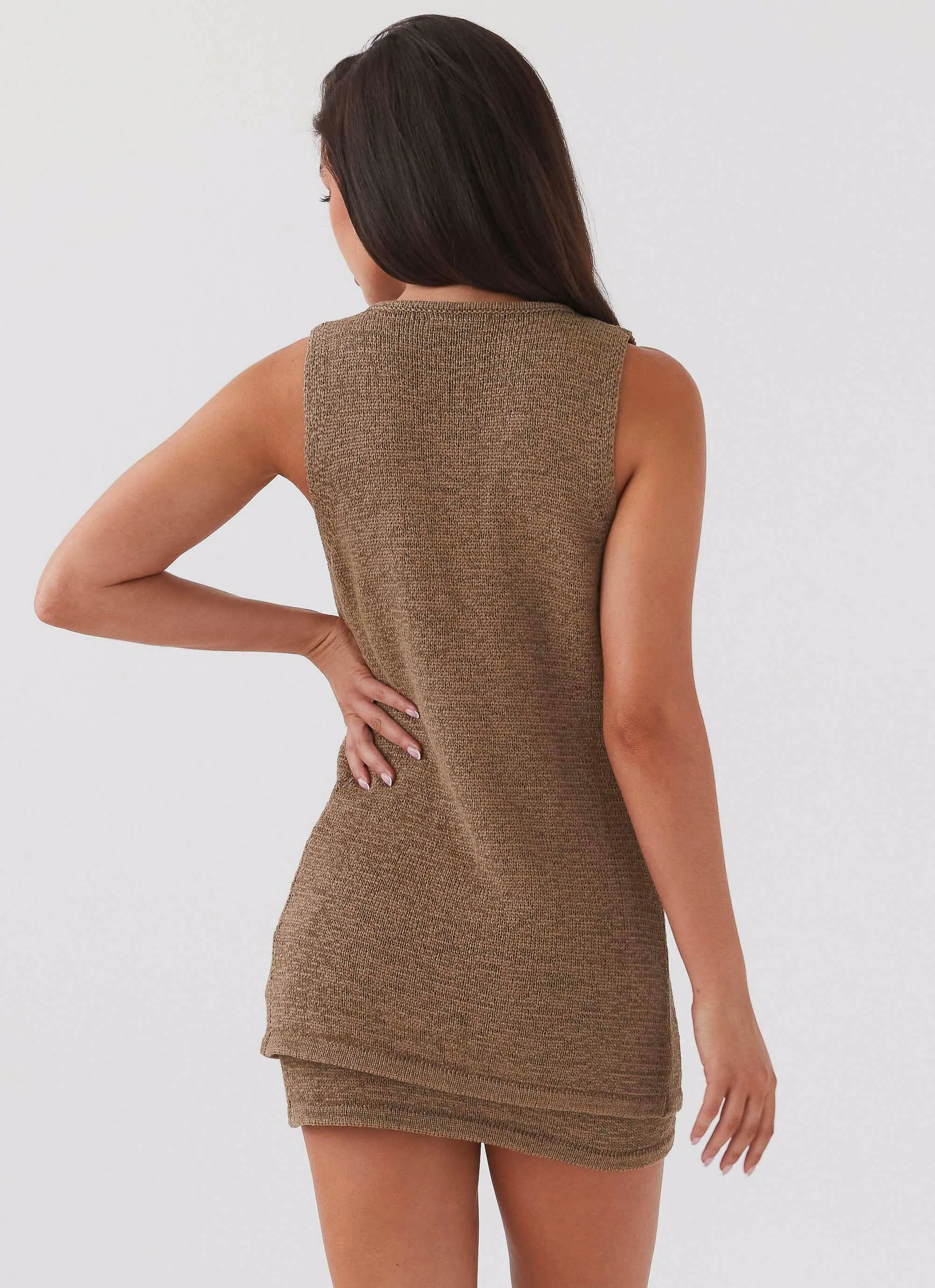 Capri Glow Knit Skirt - Khaki Versatile dress for layering Sleek Style