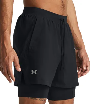 Under Armour Launch 2 In 1 Mens Running Shorts - Black Clean Fit retail industry