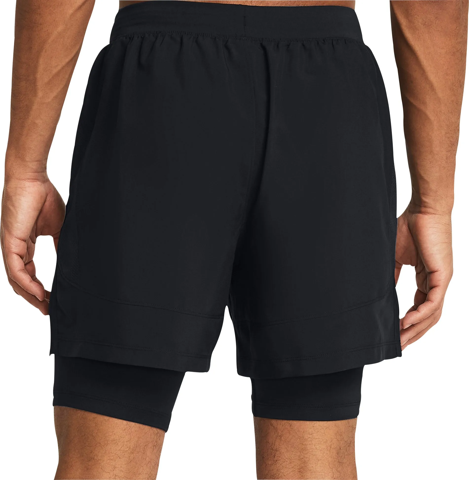 Adjustable Waistband Under Armour Launch 2 In 1 Mens Running Shorts - Black