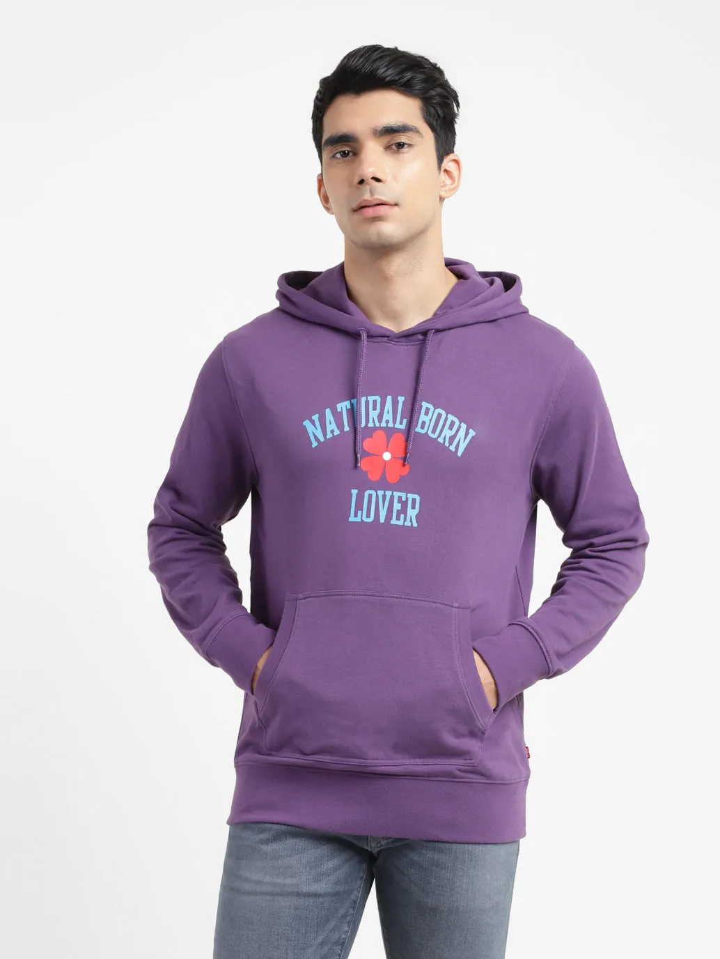 Men's Printed Hooded Sweatshirt High Neck