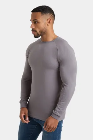 Athletic Fit Long Sleeve T-Shirt in Charcoal Minimalist purity Hiking durability