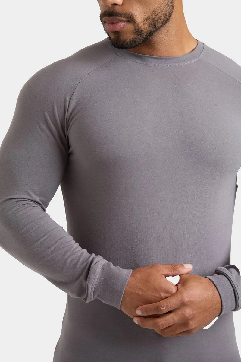 Athletic Fit Long Sleeve T-Shirt in Charcoal Summer Wear