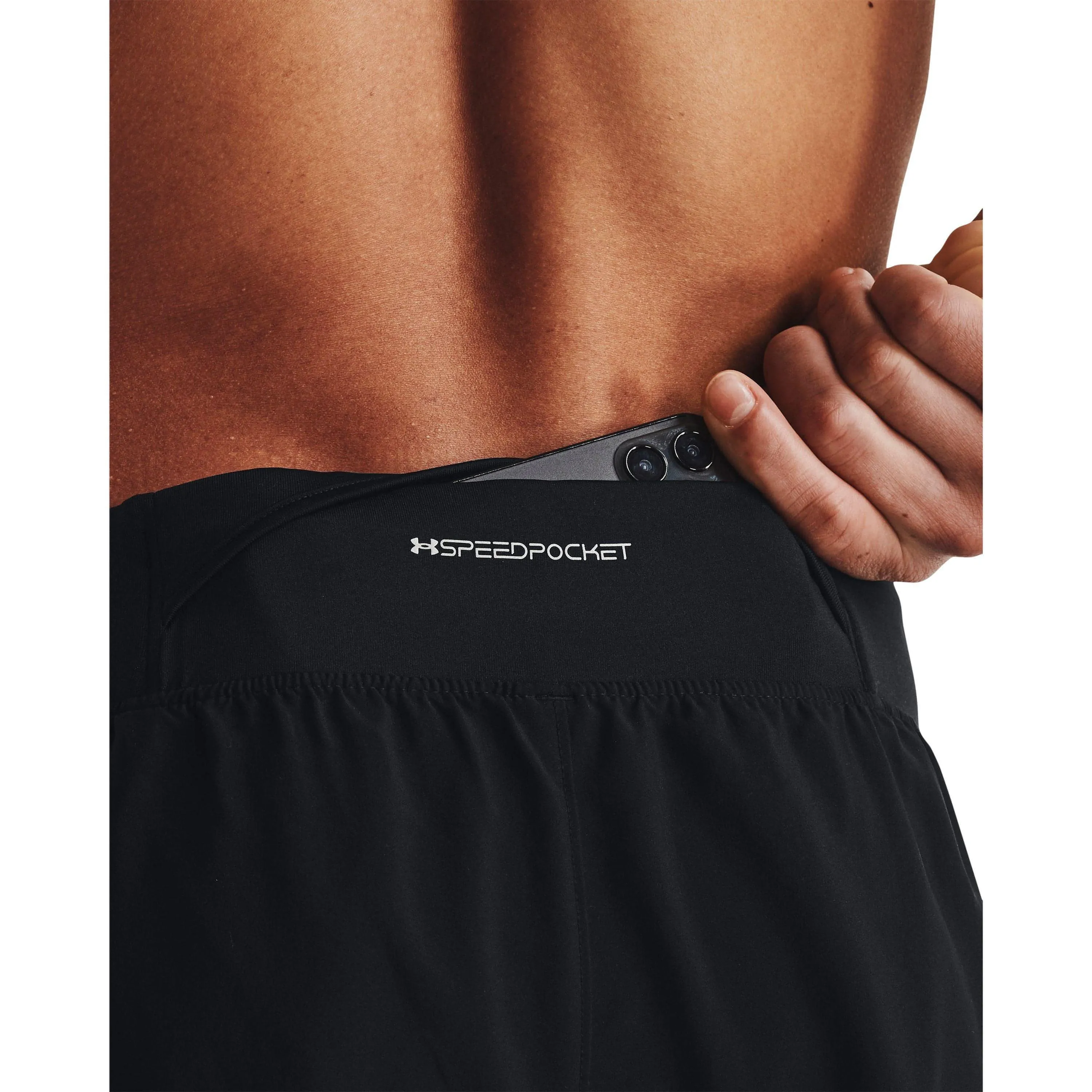 Under Armour Launch Elite 2 In 1 Mens Running Shorts - Black Sporty Look Crisp Texture