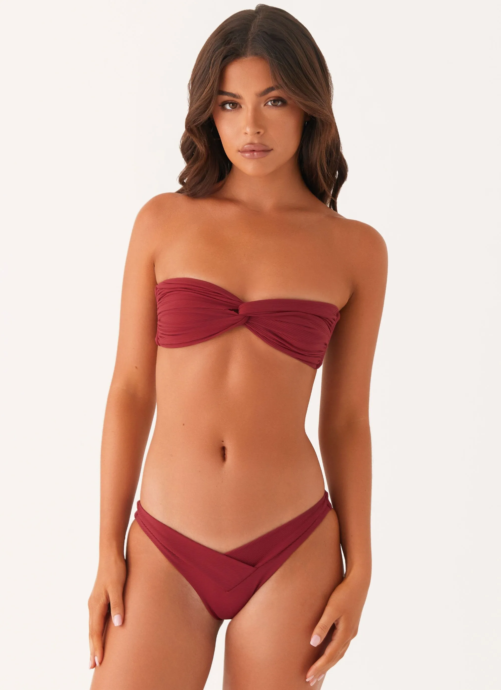 Double Layered Lining Sweat Wicking Backing Delta Bikini Bottoms - Mulberry
