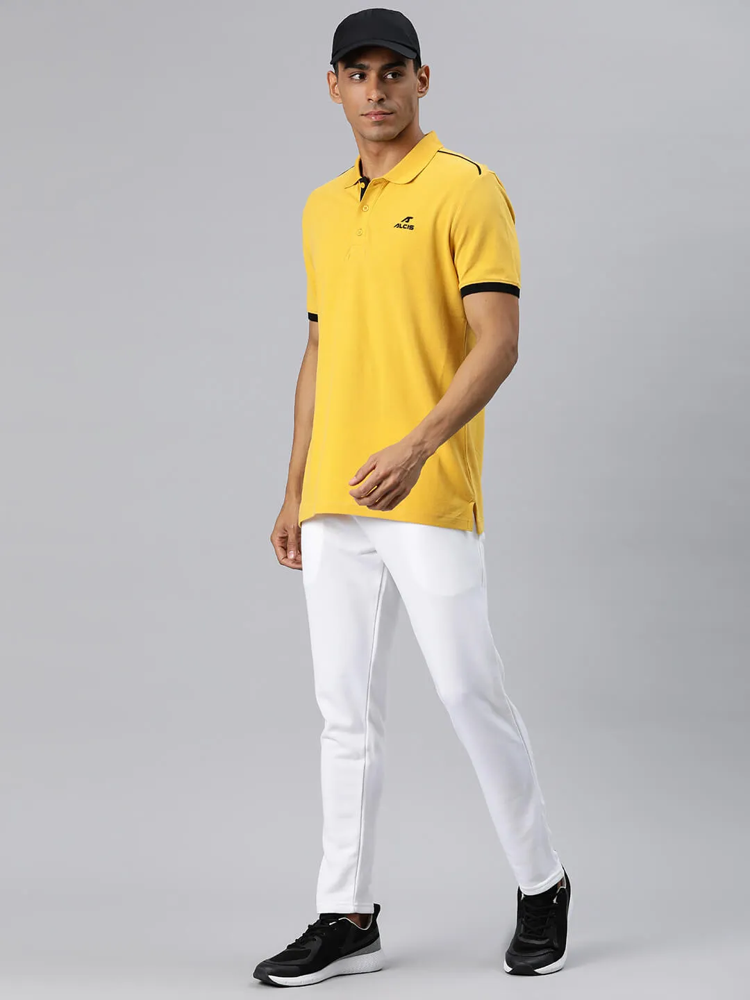 Stylish Collar Summer Party Alcis Men Yellow Polo Collar T-shirt