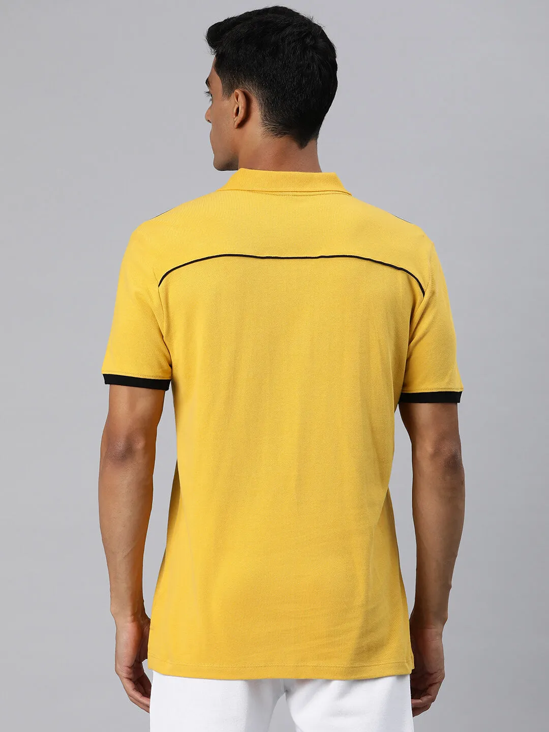 Alcis Men Yellow Polo Collar T-shirt Weekend Casual