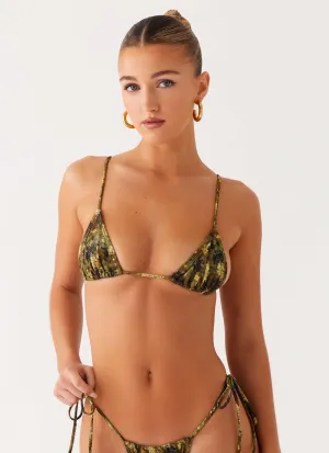 Multi Pocket Design Soffa Bikini Top - Cyber Floral