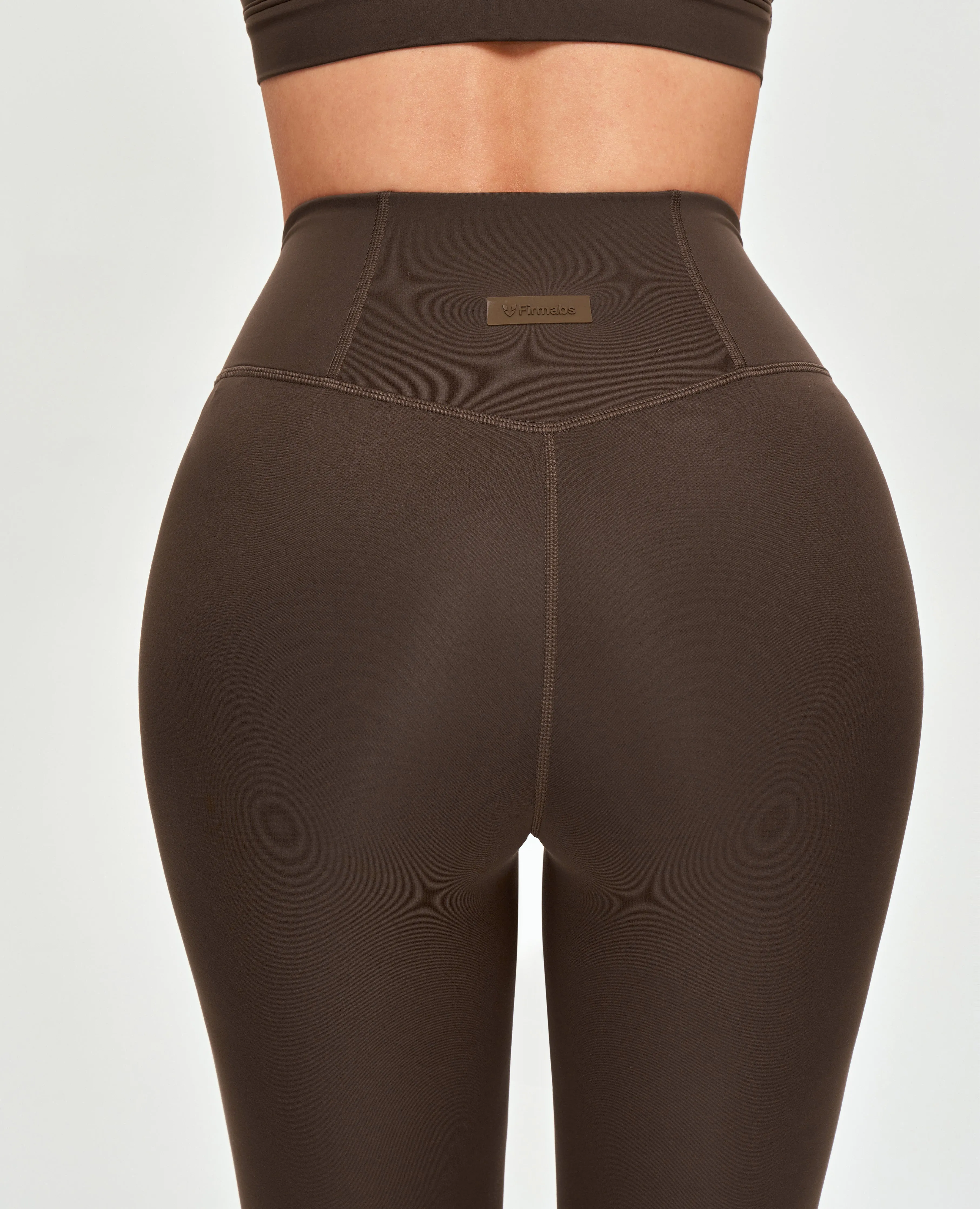 Butt Lifting Design High Waisted Workout Leggings - Brown