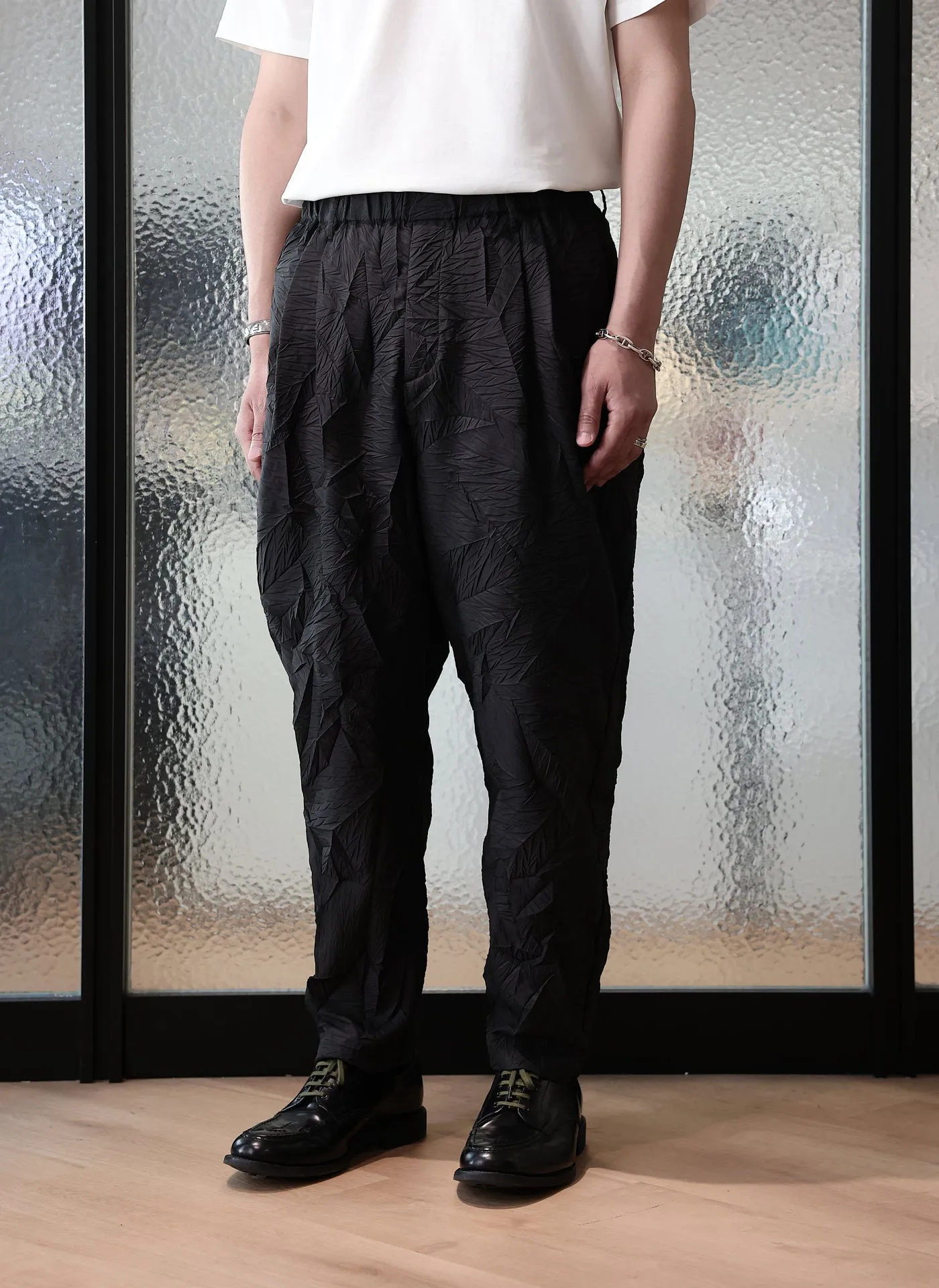 Distort Pleats Polyester Easy Pants WaterRepellent Coating Regal Glow