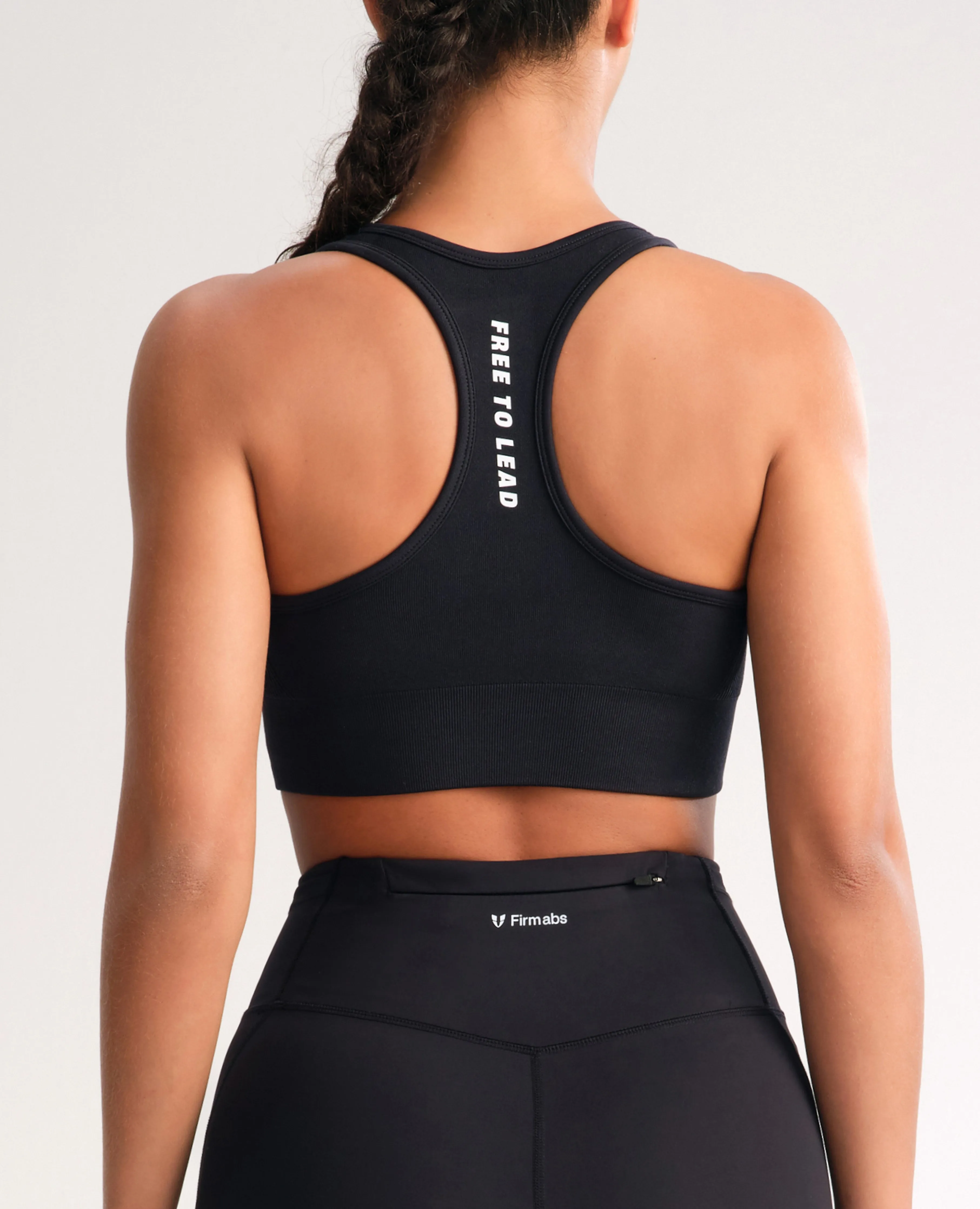 Seamless Fitness Bra - Black Anti-microbial
