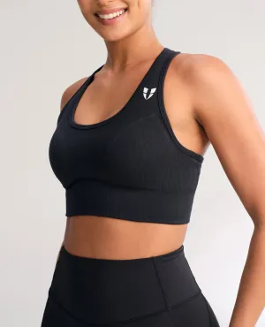 Flex Foam Inserts Seamless Fitness Bra - Black