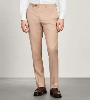 Slim Fit Blush Solid Suit Pants Flared bottom