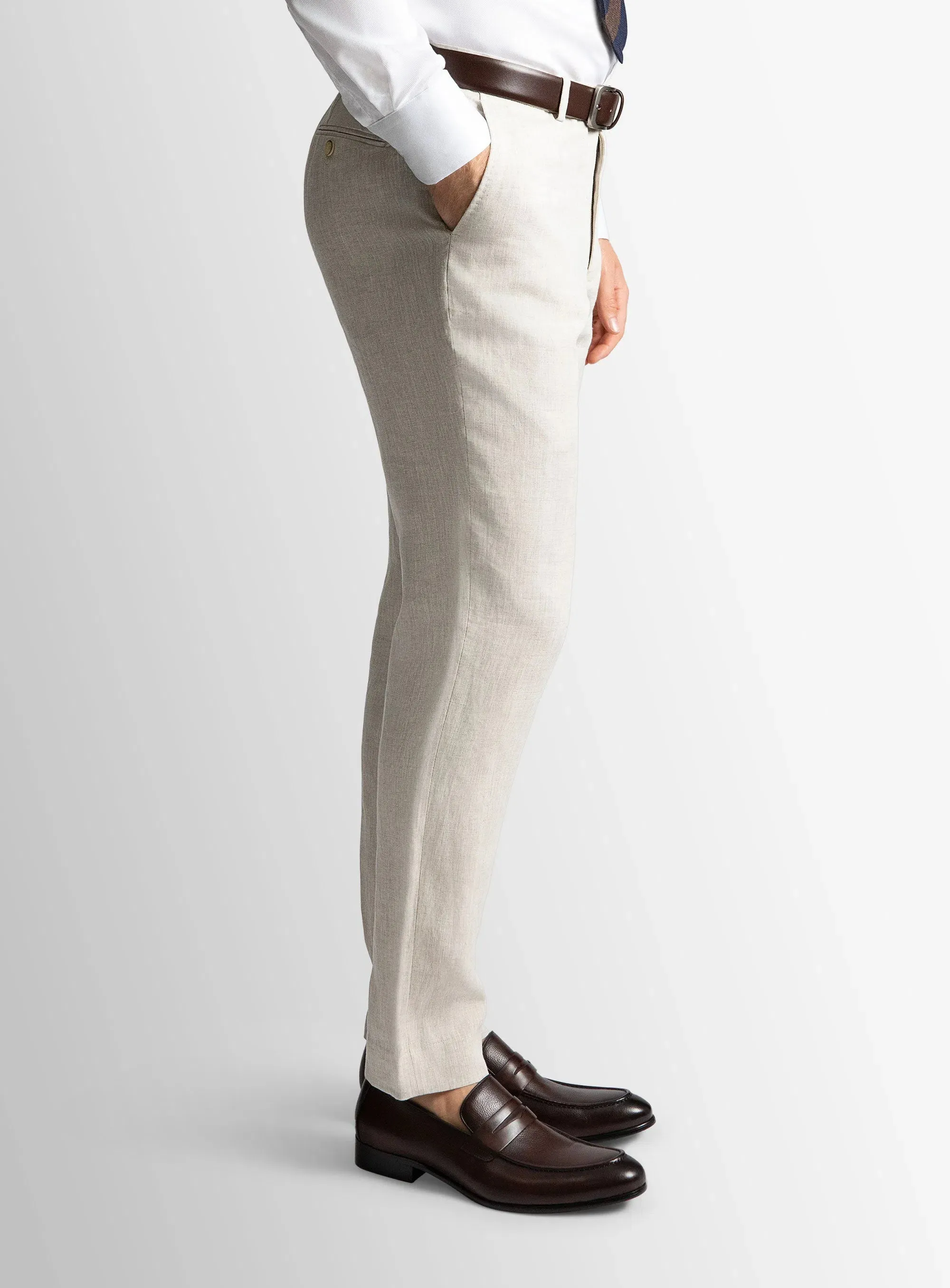 Venezia Linen Sand Suit Trousers Durable Seams Modular Attachment