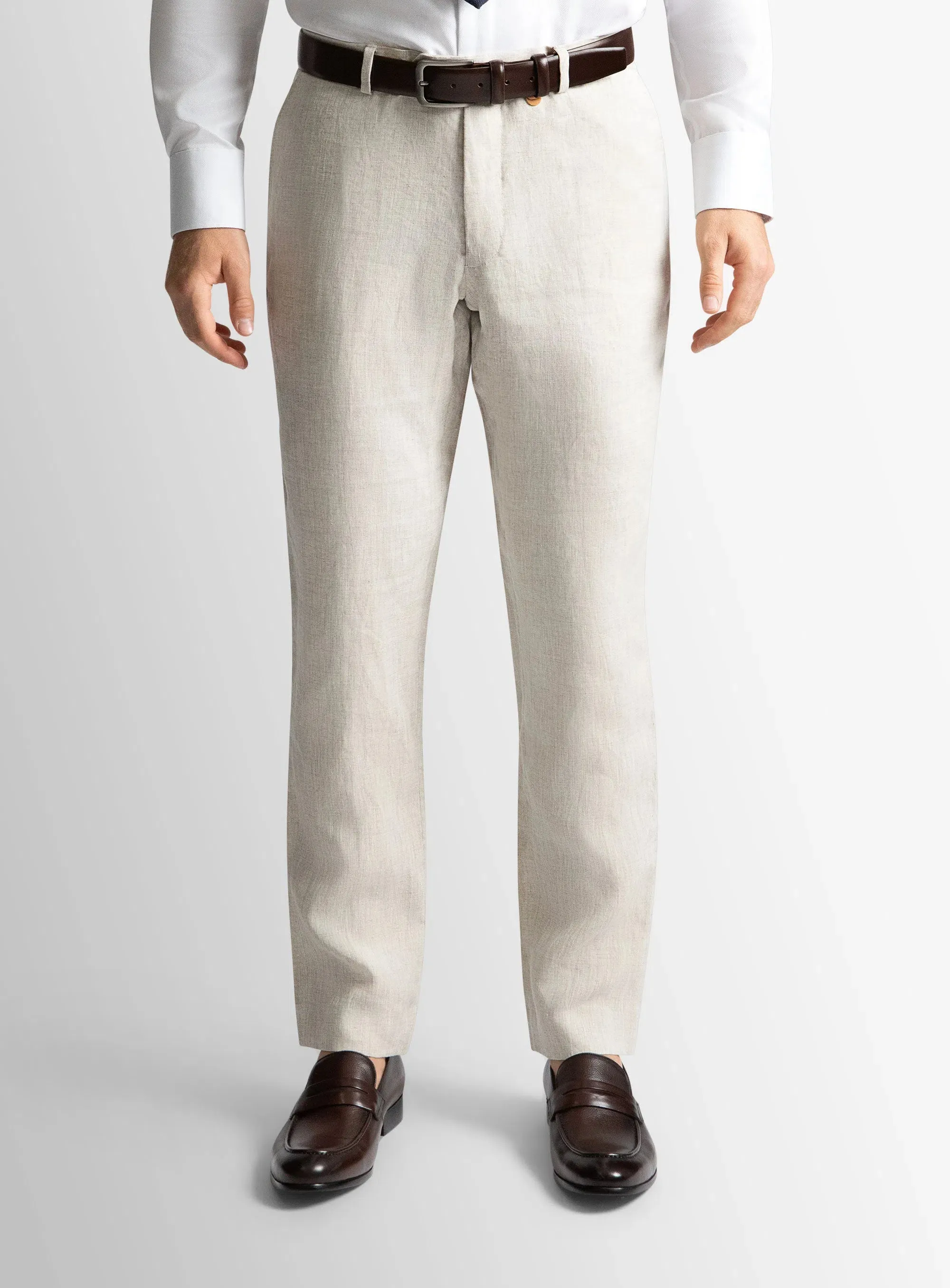 Venezia Linen Sand Suit Trousers Smart Fit
