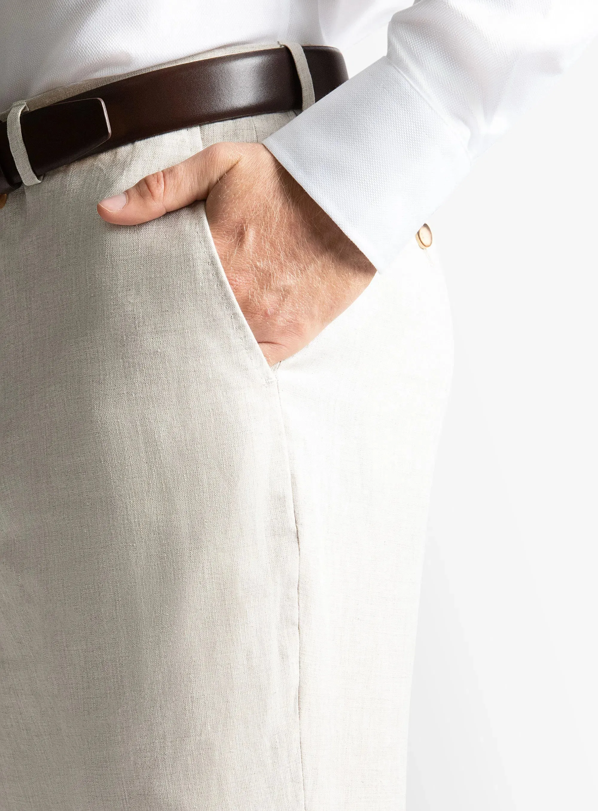 Venezia Linen Sand Suit Trousers Functional Fashion DurableConstruction