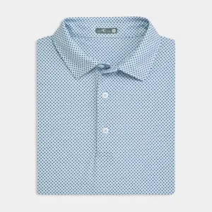 Striped Design NonRestrictive Cut Sky Prismatic Printed Performance Polo