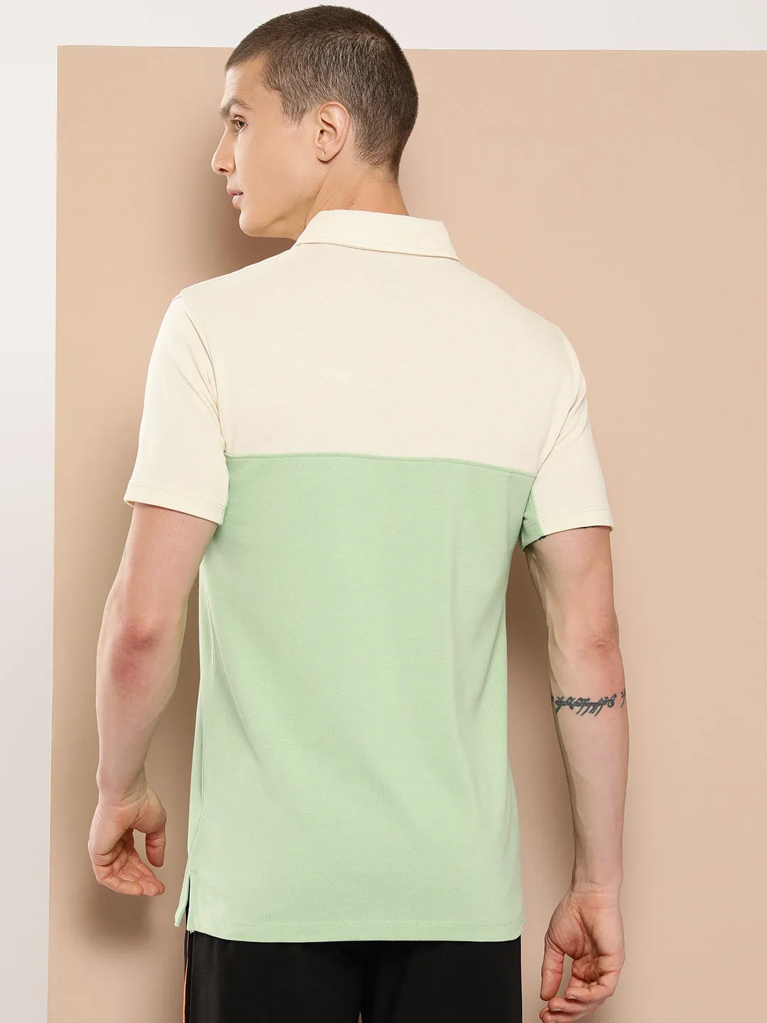 Breathable mesh lining Business Meeting Routine Color-Blocked Polo T-Shirt