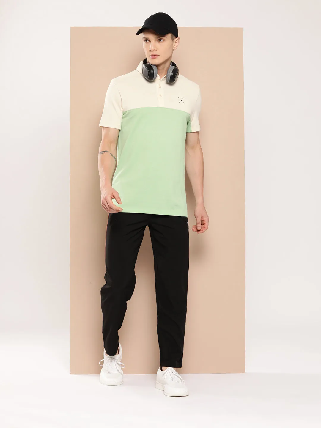 Tagless Design UVBlocking Fabric Tech Routine Color-Blocked Polo T-Shirt