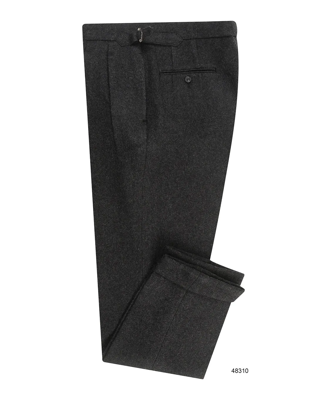 Gusseted Crotch Flexible Design Charcoal Grey 100% Wool Flannel High Waisted Pant