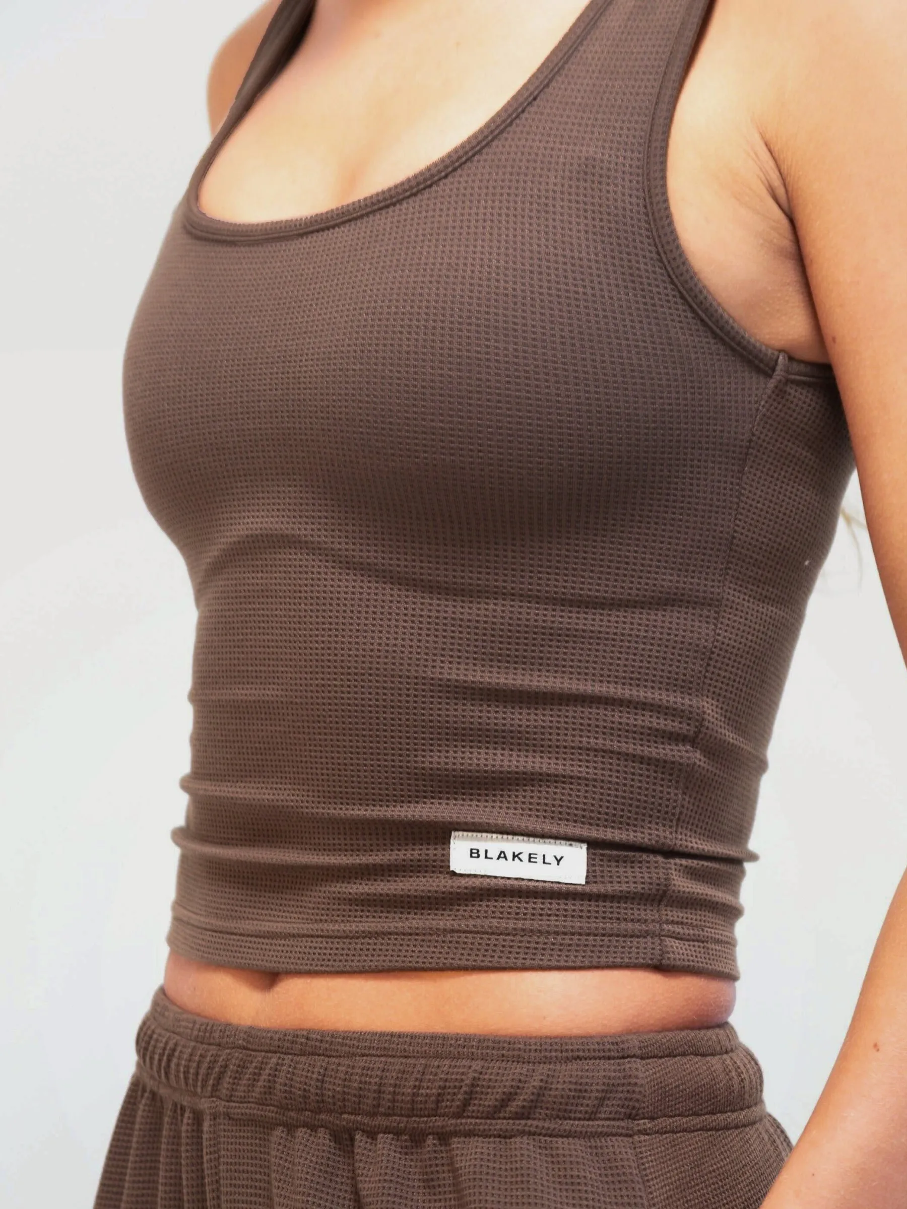 Soft Waffle Vest Top - Brown Easy Style Summer Favorite