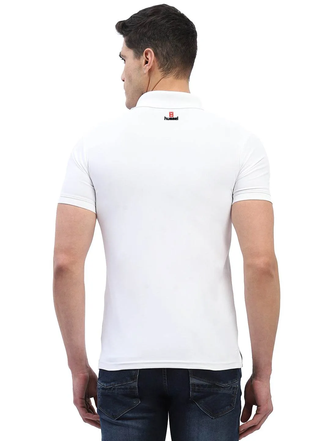 Hummel Men Jaye White Golf Polo Tshirt StretchFit NonRestrictive Cut
