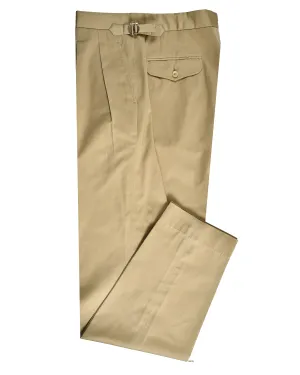 Ultra Soft Blend Straight Leg Pleated Military Khaki Dress Pant