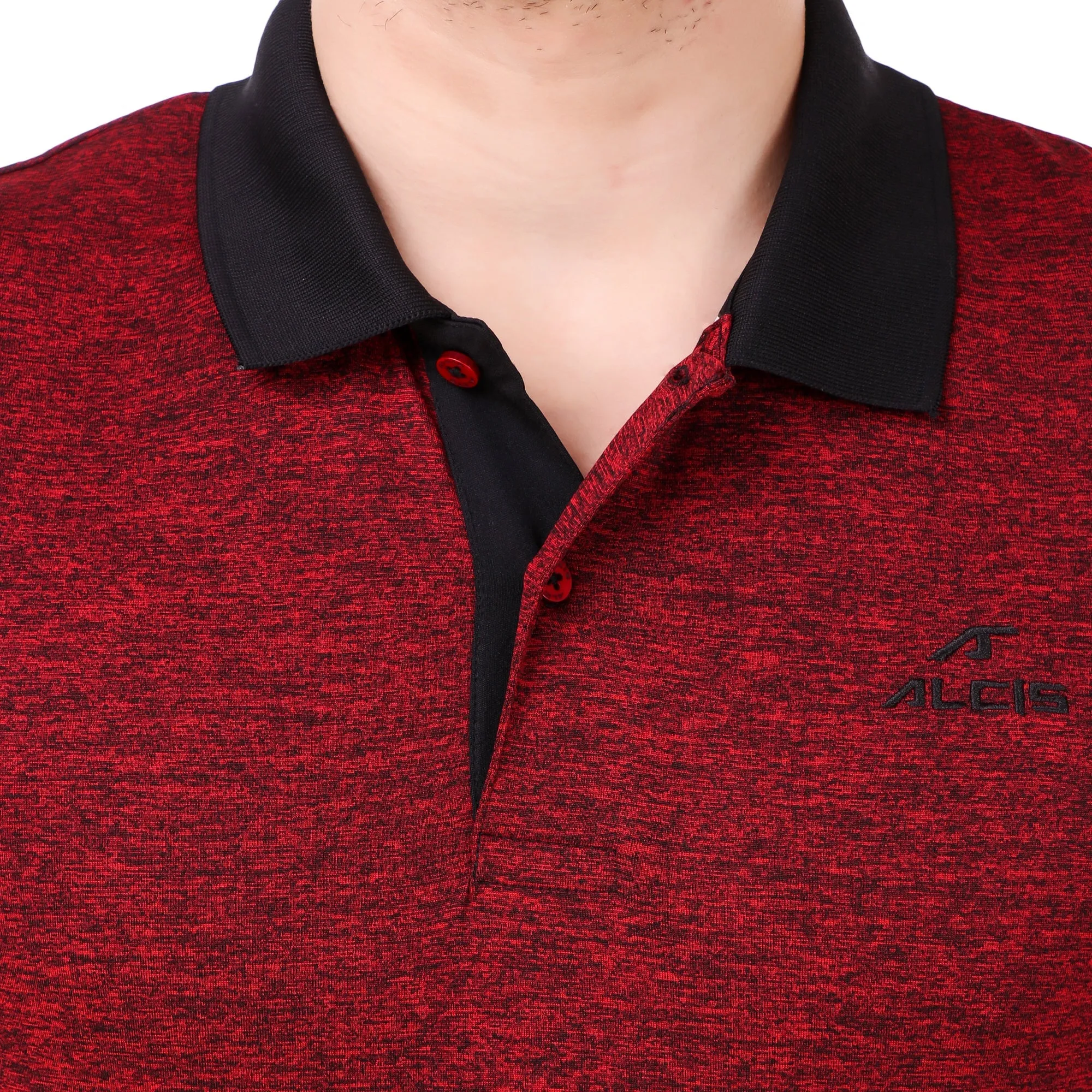 Alcis Men Solid Red Polo Casual Elegance Breathable Stretch