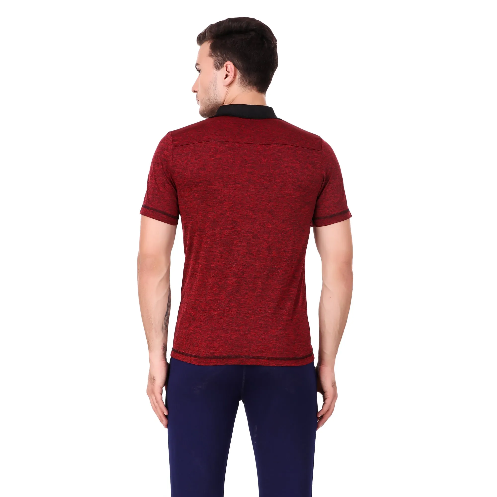 Alcis Men Solid Red Polo YarnDyed Construction