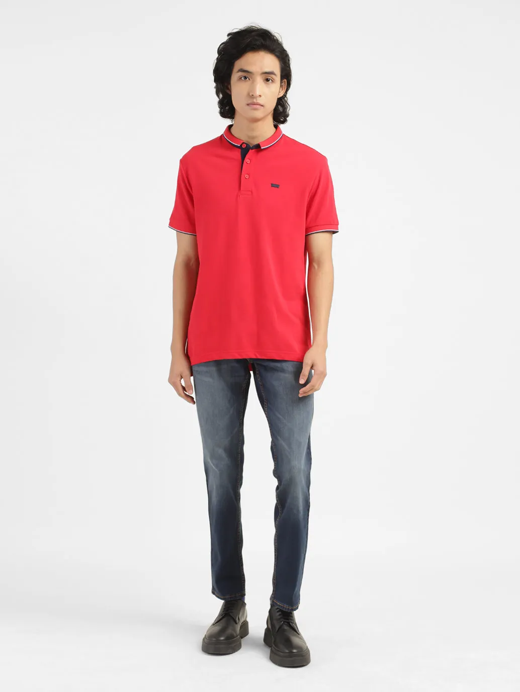 Men's Solid Polo Red T-shirt Flexible Waistband