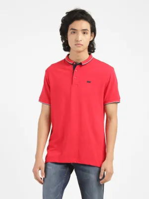 Men's Solid Polo Red T-shirt Classic Fit Casual Elegance