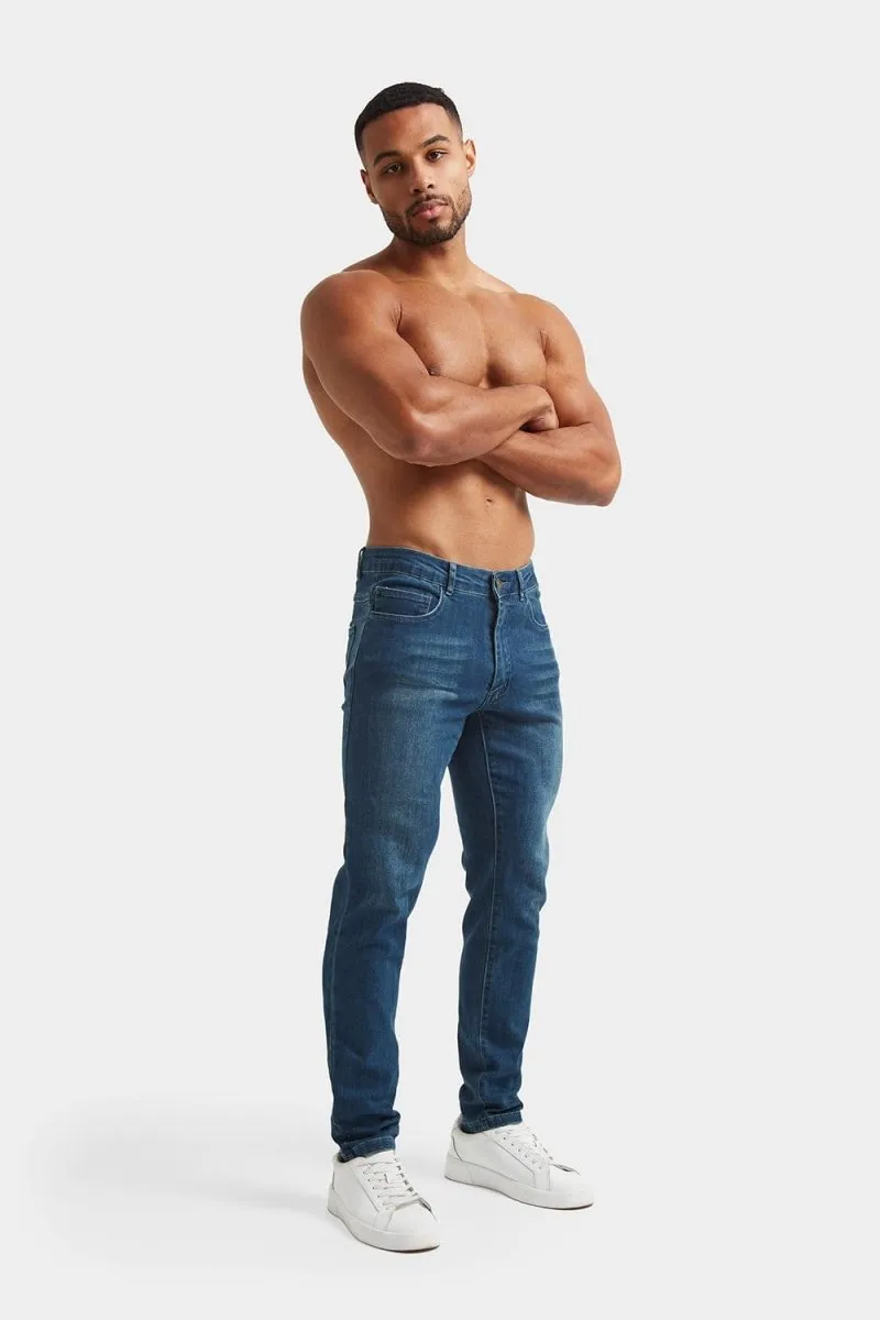 Base Style Athletic Fit Jeans in Mid Blue