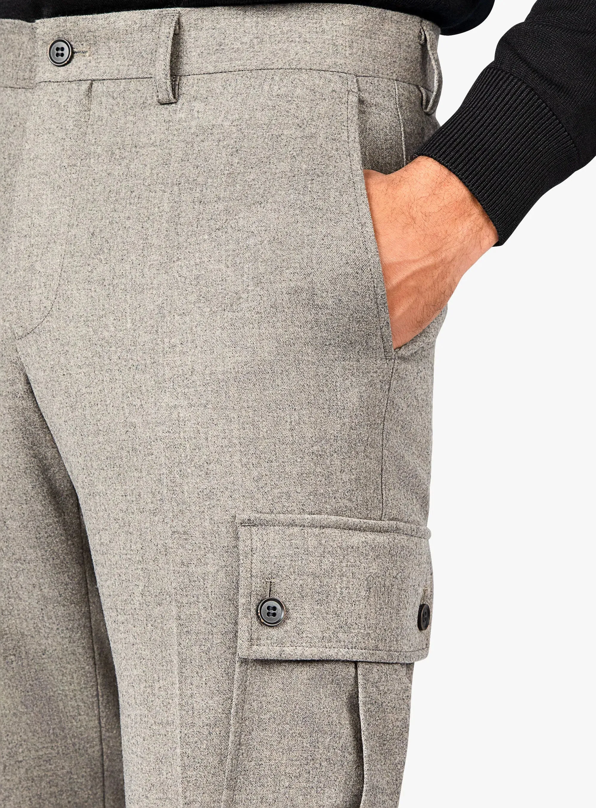 Flexible Knees Isla Oat Flannel Cargo Trousers