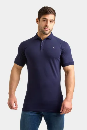 DoubleStitched Seams Twill Tape Reinforcement Athletic Fit Polo Shirt in True Navy