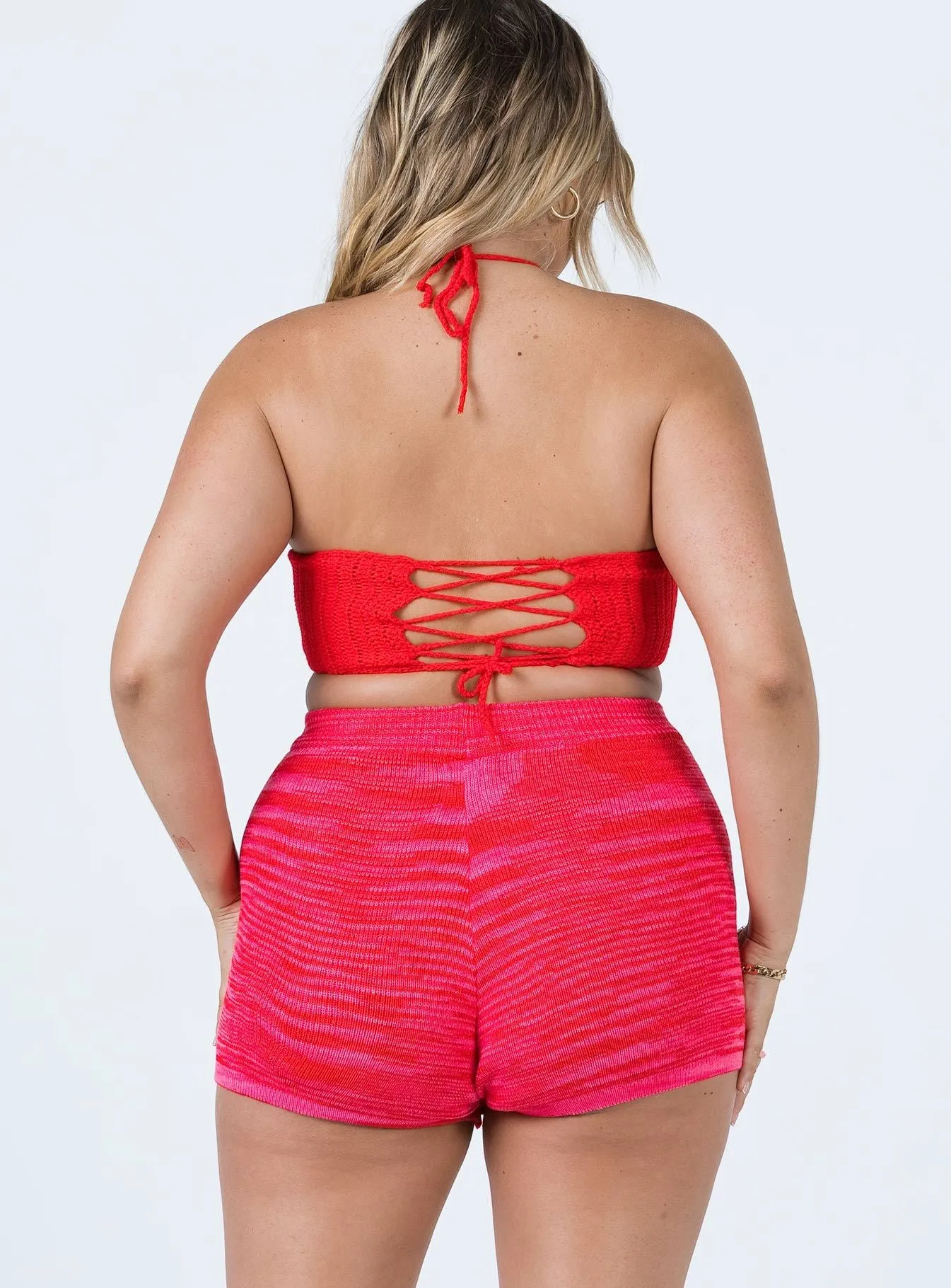 Leo Knit Shorts Red SnagResistant Weave