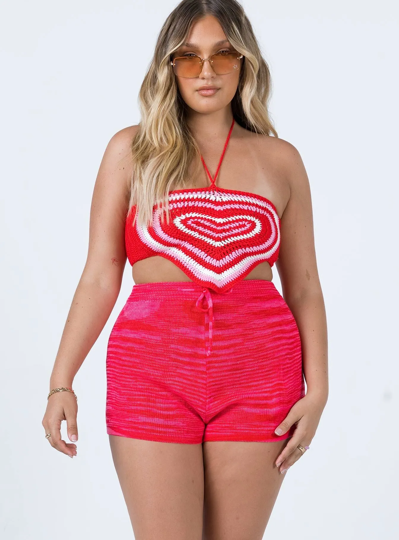 Relax Mode Leo Knit Shorts Red