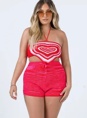 Relax Mode Leo Knit Shorts Red