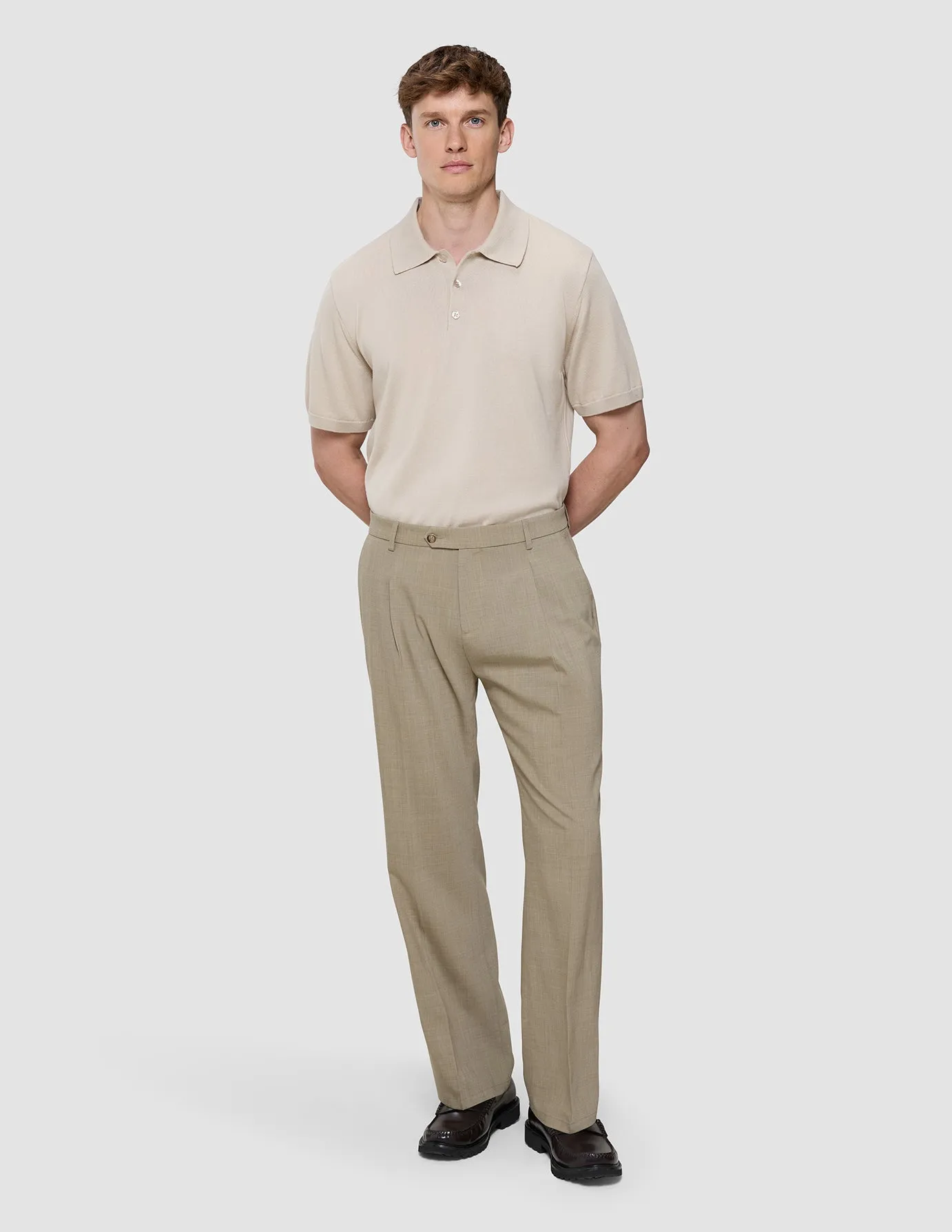 Tech Wool Suit Pants Relaxed Fit Sand simple design