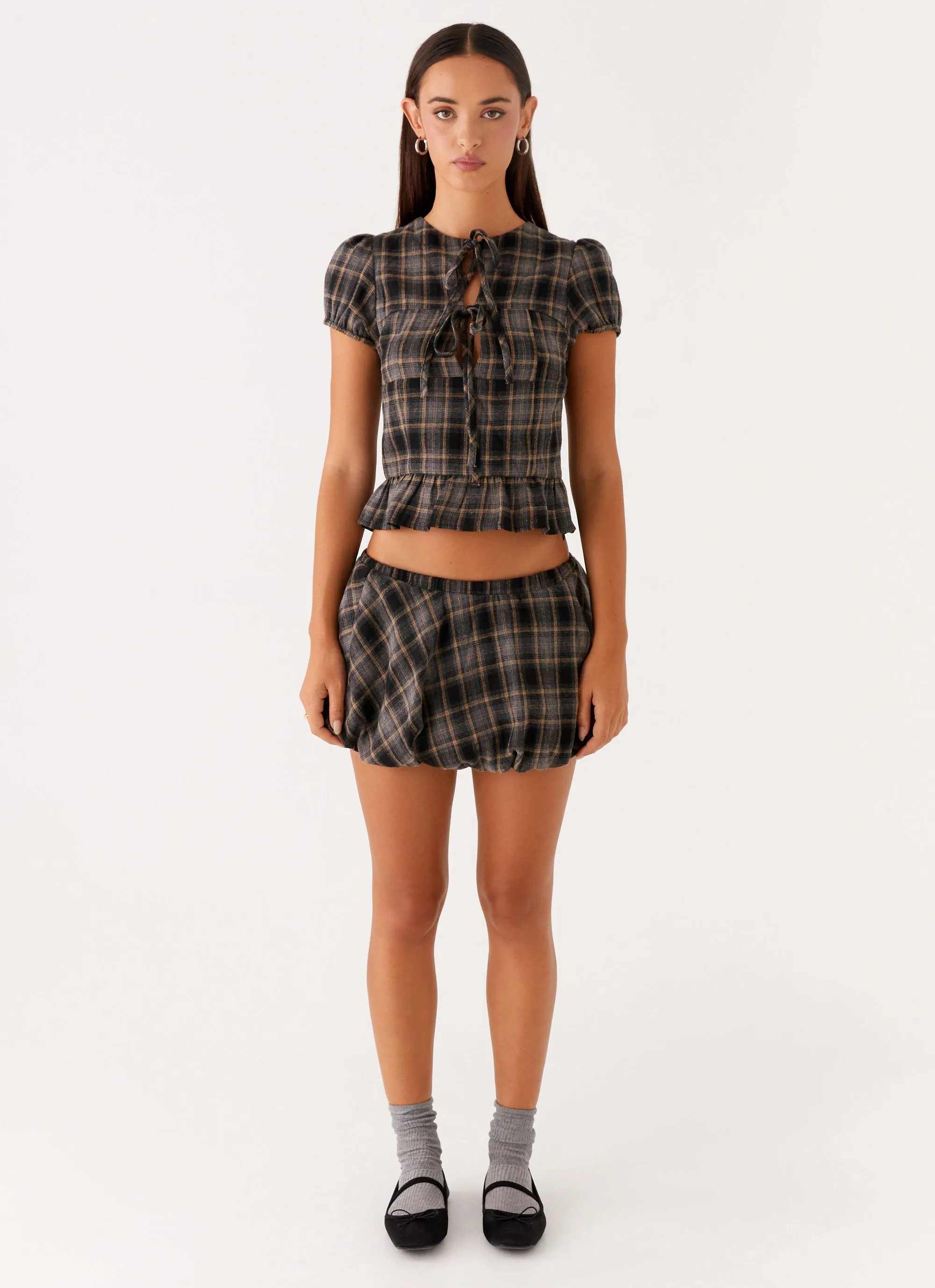 All Moments Relax Feel Lucia Mini Skirt - Brown Check
