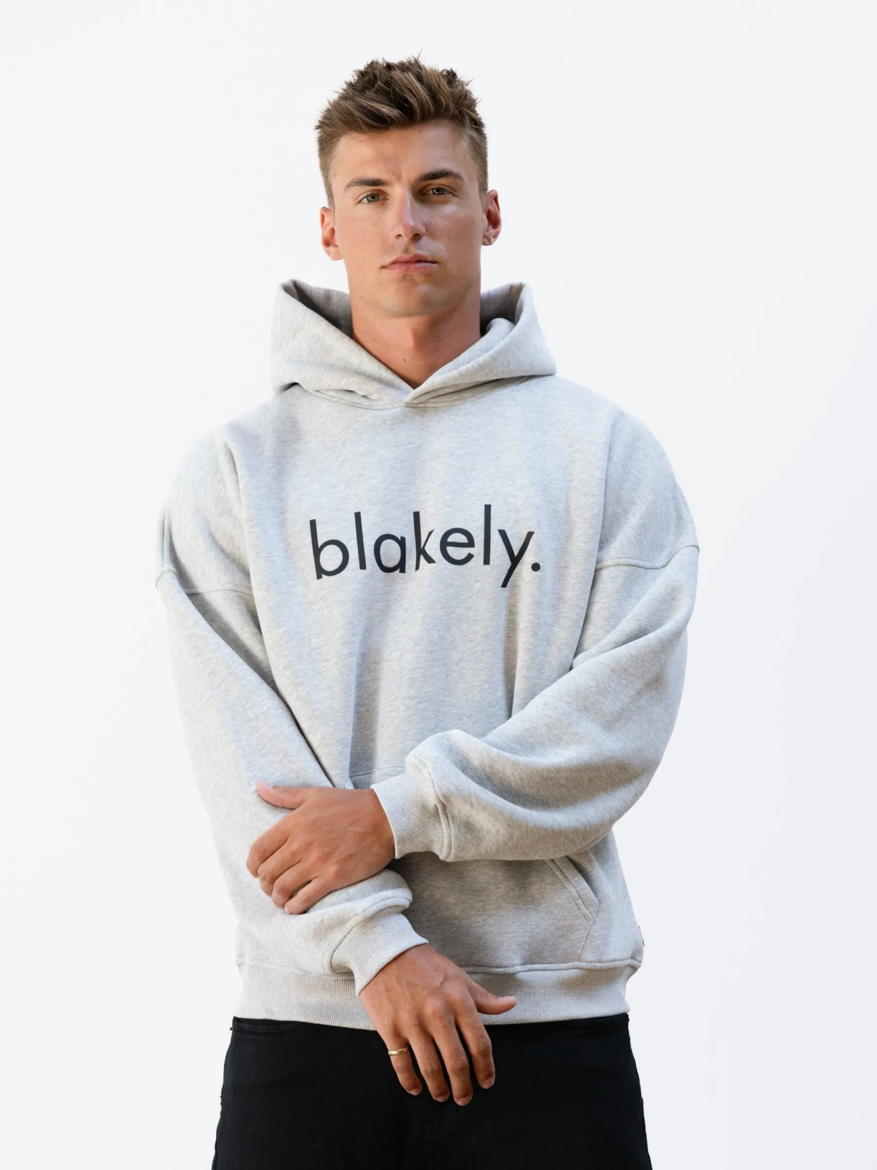 Logo Relaxed Hoodie - Marl Grey Breathability gardening wear