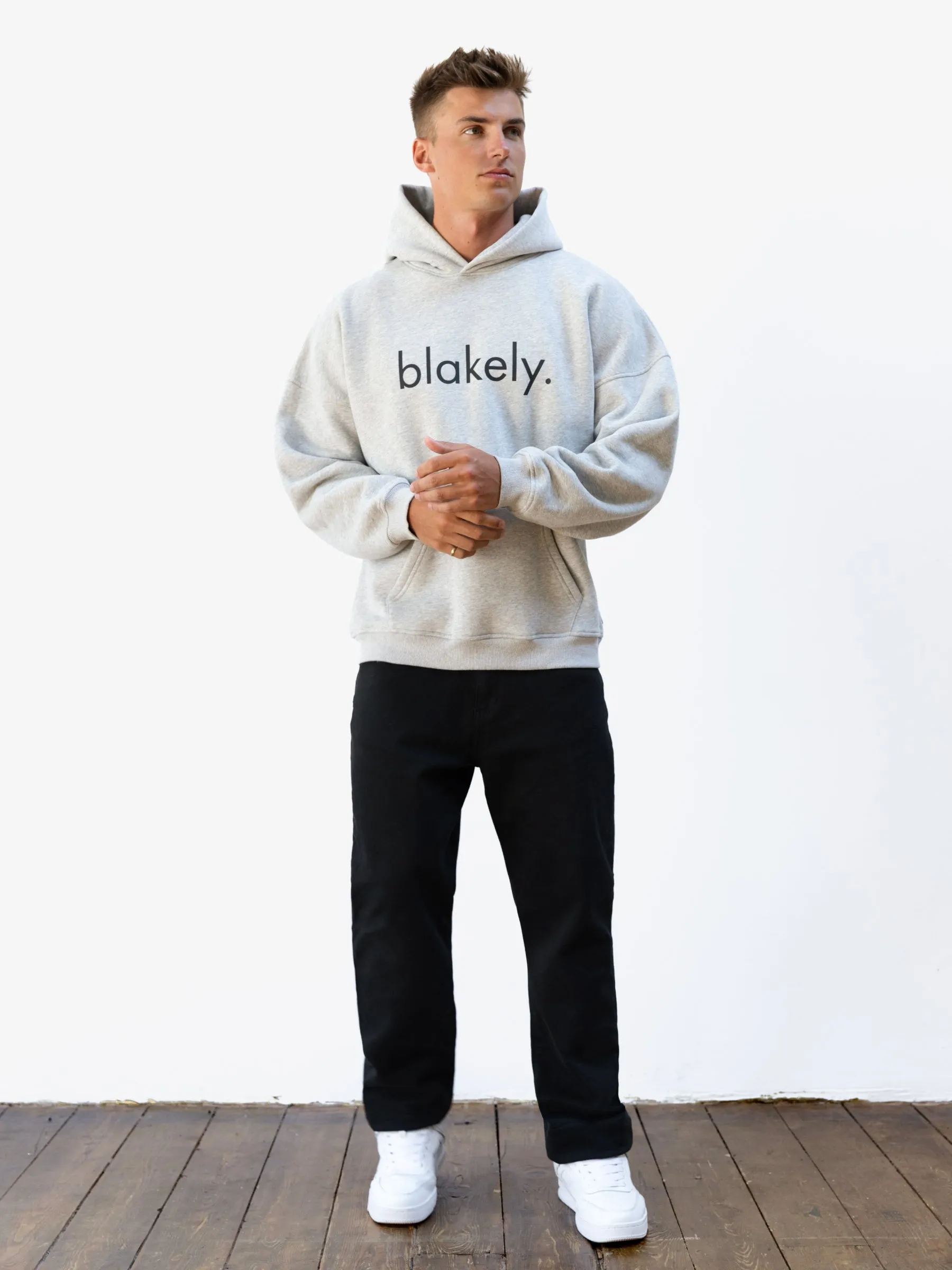 Comfy Street Logo Relaxed Hoodie - Marl Grey