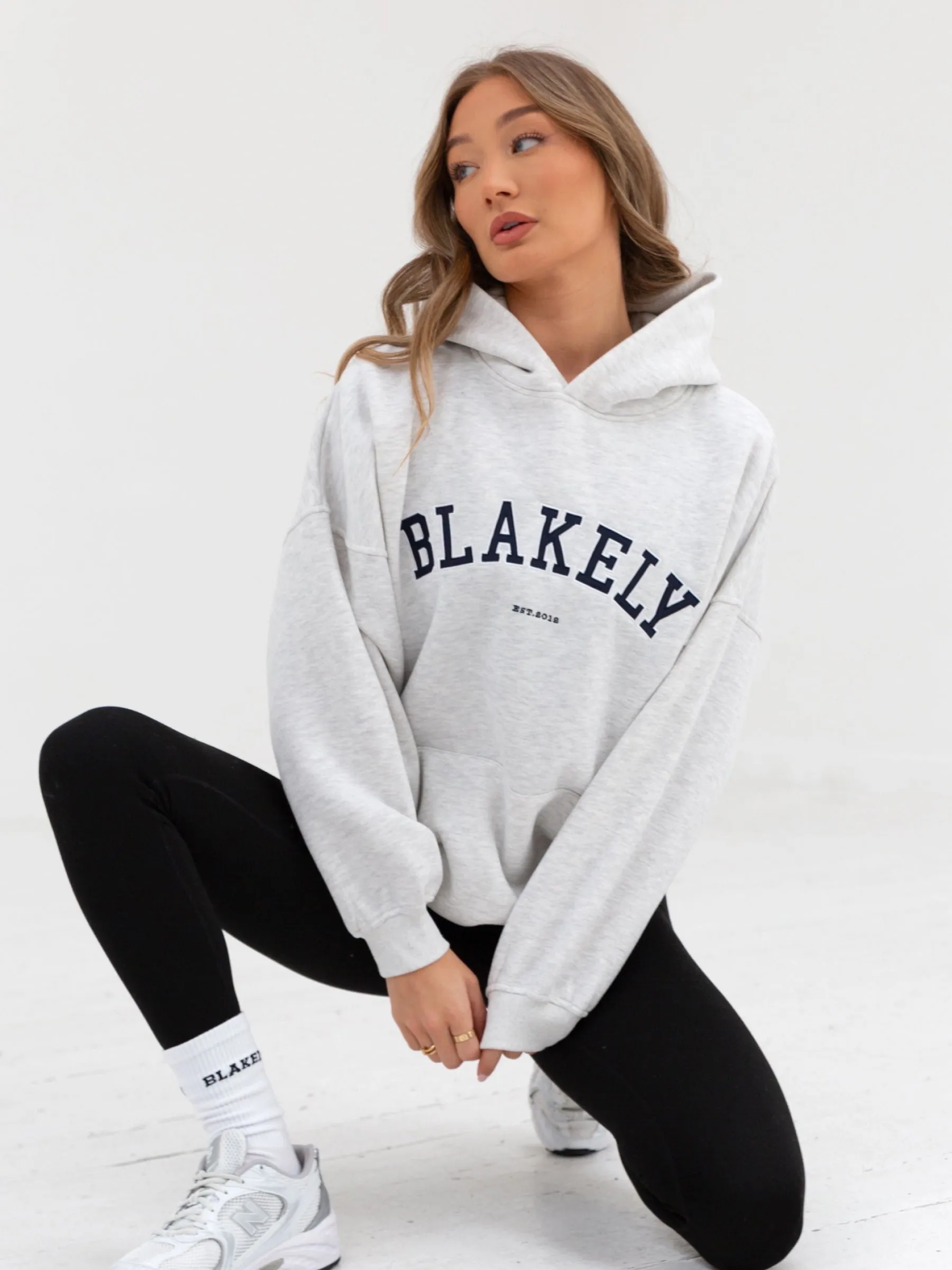 football attire Streetwear Essential Varsity Oversized Hoodie - Marl White